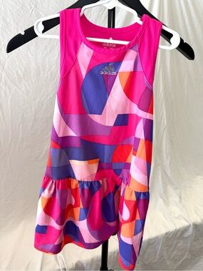 adidas Pink and Purple Geometric Girls' Athletic Dress